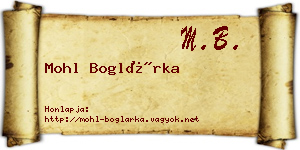 Mohl Boglárka névjegykártya